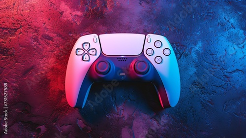 White new gamepad dualsense on a dark background. Cybersport poster concept. ps5
