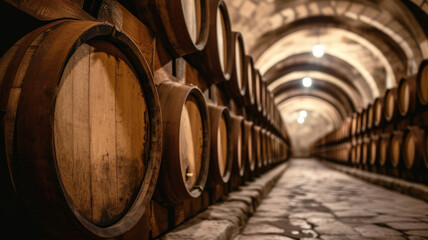 Papier peint photo  Cellar with wooden barrels.  © SashaMagic