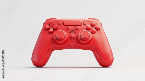 Red video game joystick on white background. 3D rendering of broadcast hardware for cloud gaming and gamer workspace concept