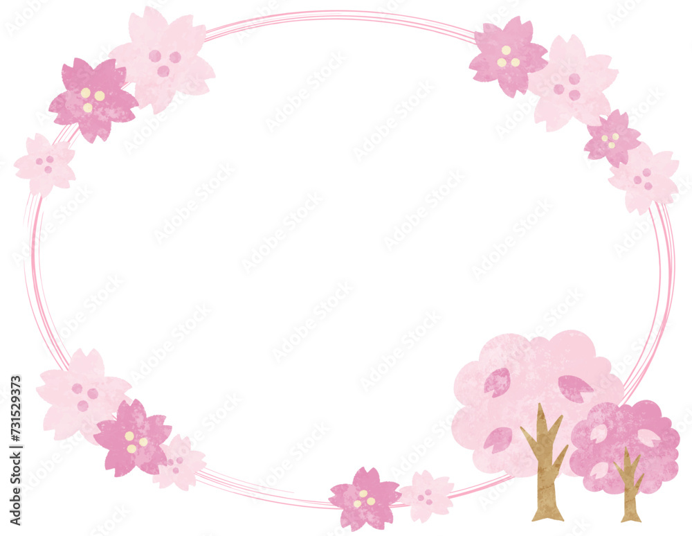 春の桜のイラストフレーム素材