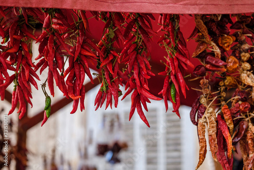 typical Sirereta peppers, weekly market, Sineu, Mallorca, Balearic Islands, Spain photo