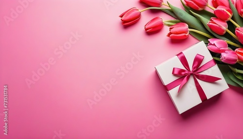 gift box and rose petals on Valentine's Day. Ai Generative © Butt _Ai