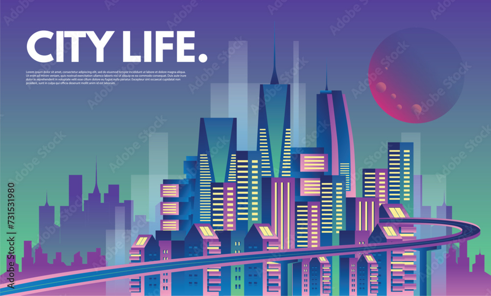 Naklejka premium city skyline building flat design illustration