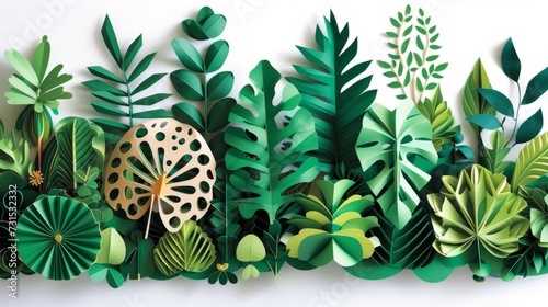 Concept of thinking green. Illustration in the style of paper cut photo