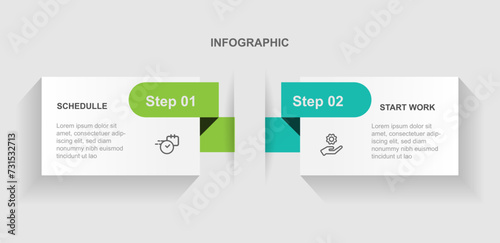 2 step process layout infographic template vector element. 