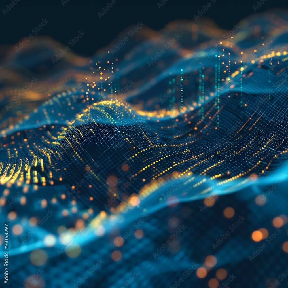 Envision an abstract visualization of algorithms in motion, where ...