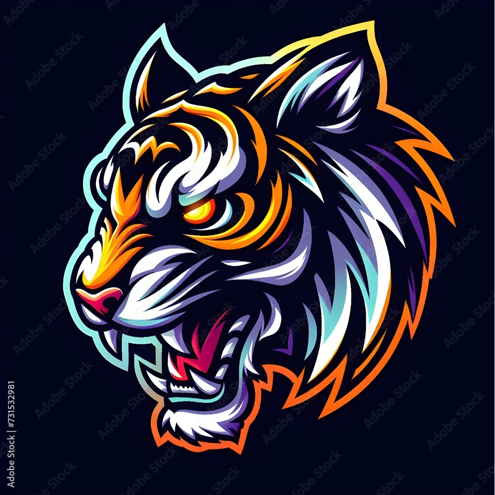 flat logo of Vector tiger face illustration logo flat logo of Vector tiger face illustration logo