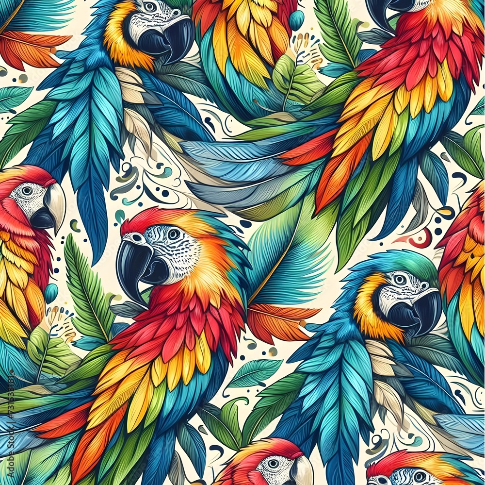 flat logo of Vector parrot background illustration design