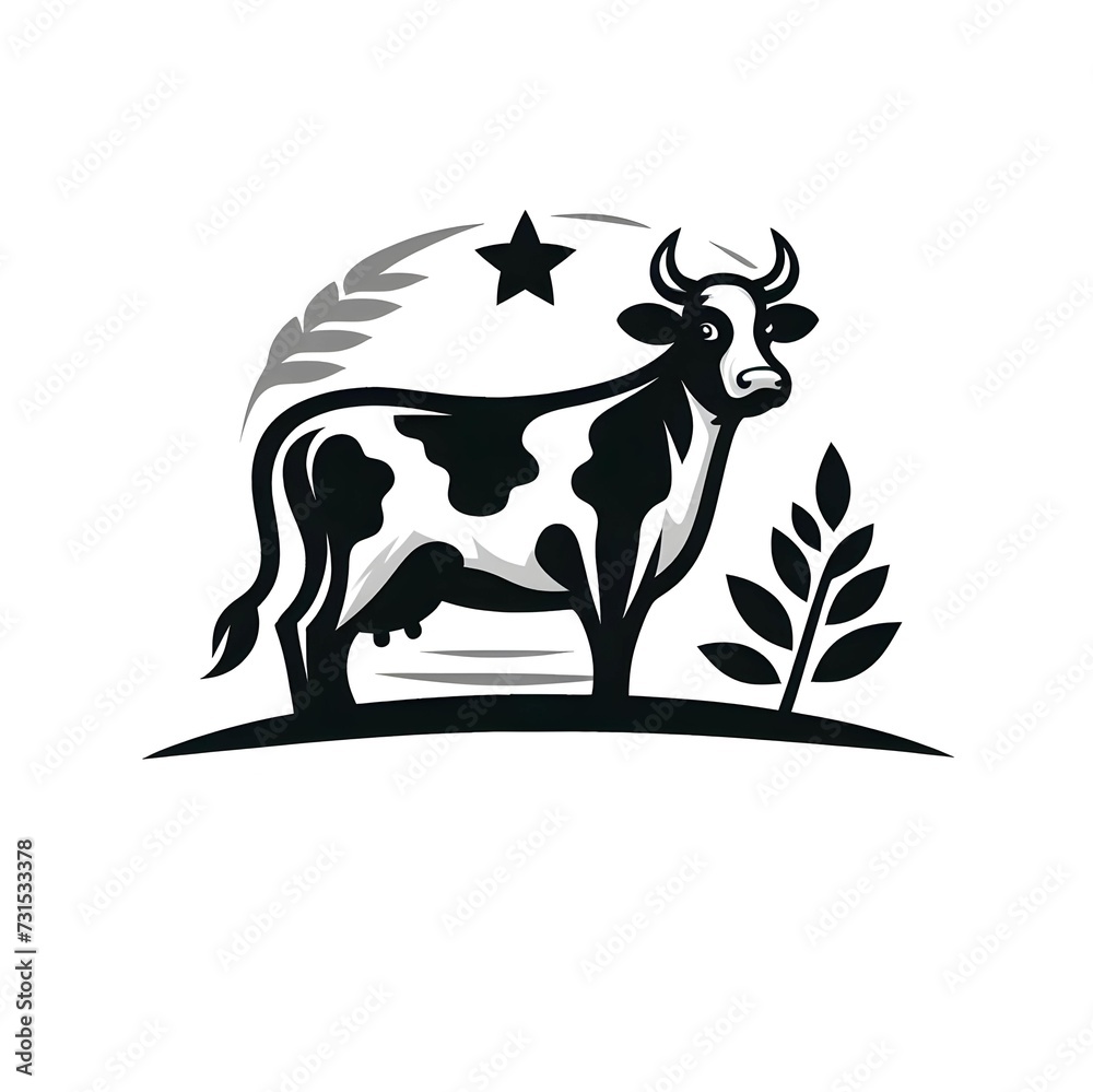 Fototapeta premium flat logo of Vector cow illustration