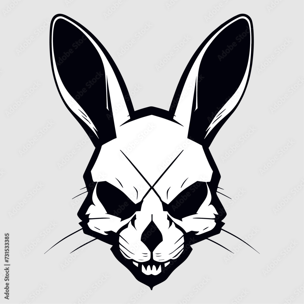 white rabbit skull head vector art
