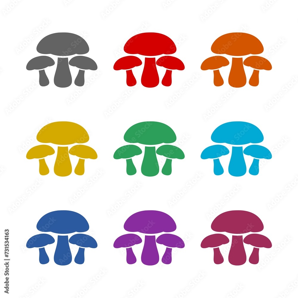 Mushroom icon isolated on white background. Set icons colorful Mushroom icon isolated on white background. Set icons colorful