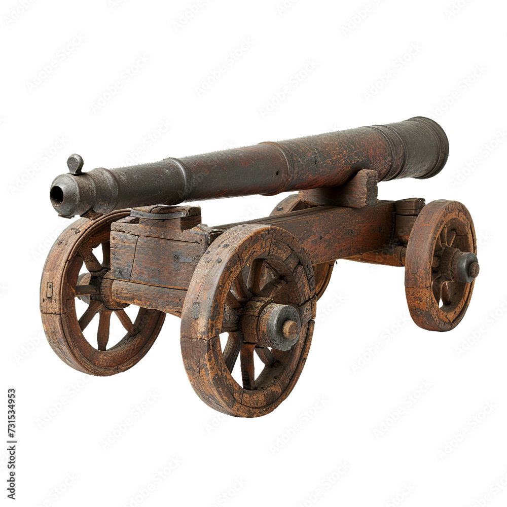 Cannon, isolated object, transparent background.