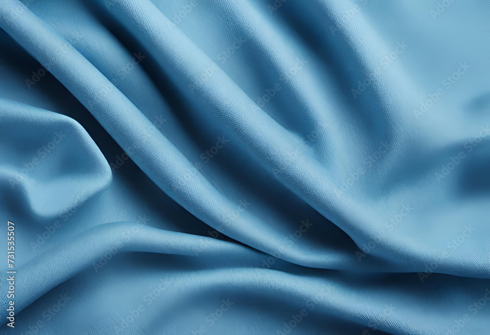 Obraz premium Abstract smooth elegant blue fabric silk texture soft background, flowing satin waves.