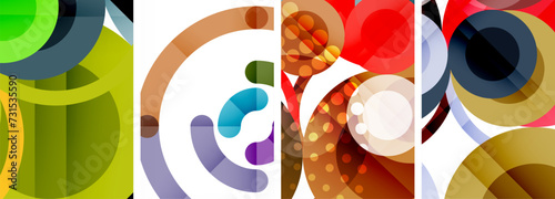Charming geometric abstract posters. Mesmerizing set of circles, each design a harmonious blend of form and color. Elevate your design with modern, visually striking art