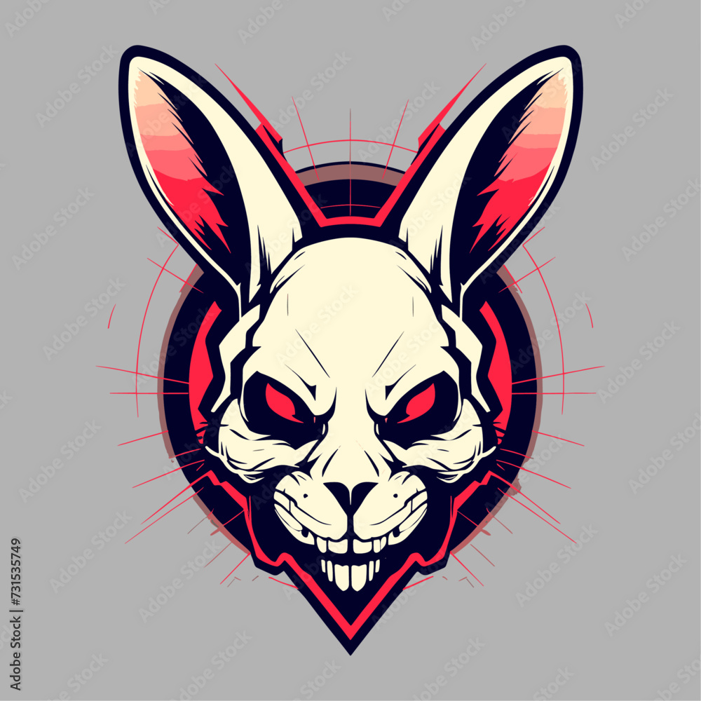 illustration of a skull head rabbit