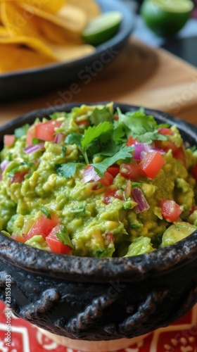 Guacamole . Mexican food. Vertical background 