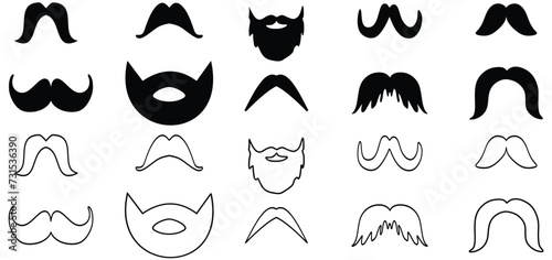Set mustache icon on white background. Simple illustration mustache icon.  Vector illustration.