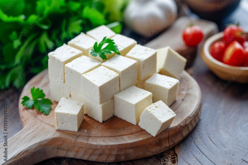 Tasty vegan cheese made from fresh tofu Tasty vegan cheese made from fresh tofu