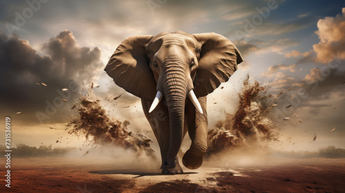 Wildlife Adventure: Majestic Animals Roaming the Savanna Under a Vast Sky. Generative AI © TOTO