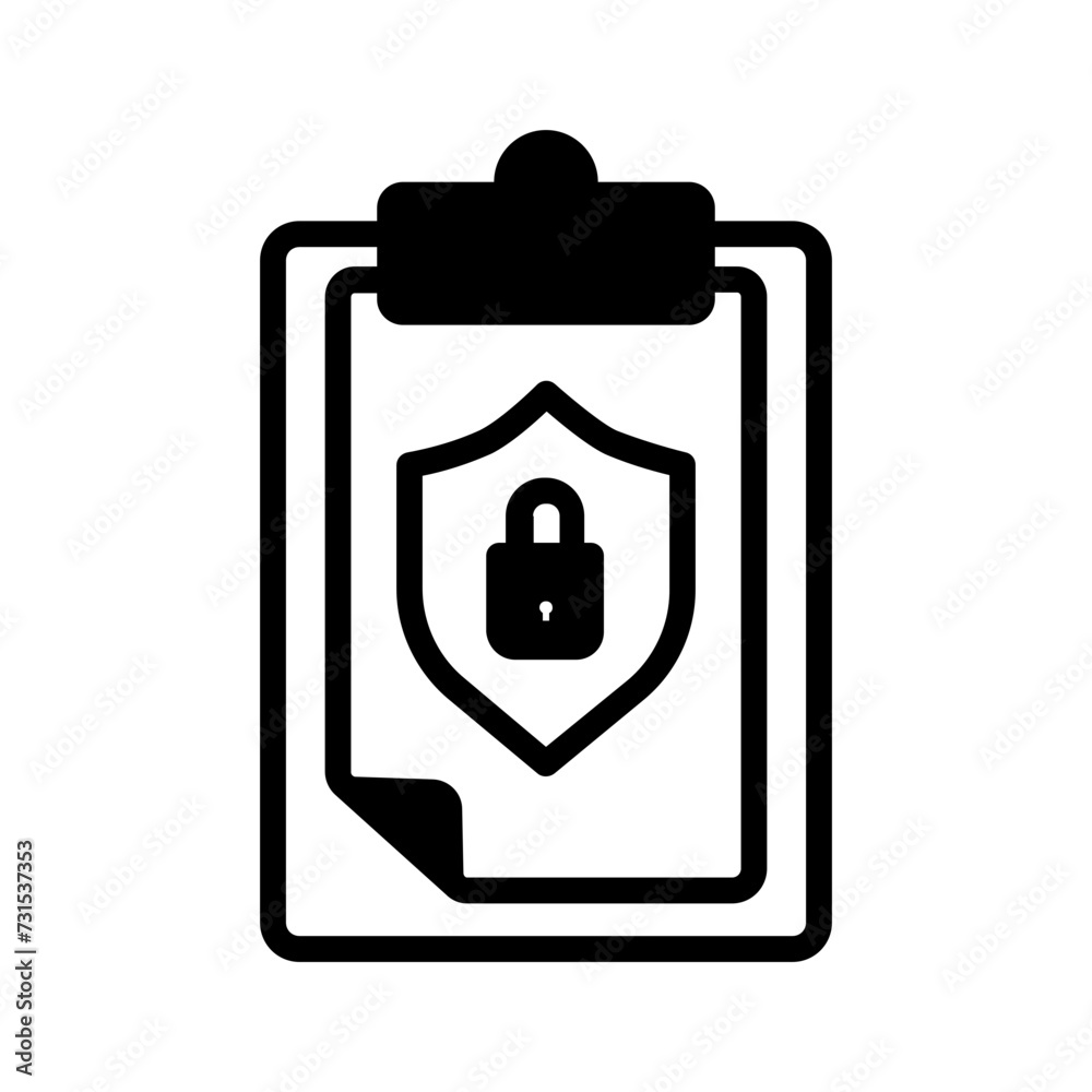 Vector solid black icon for privacy policy