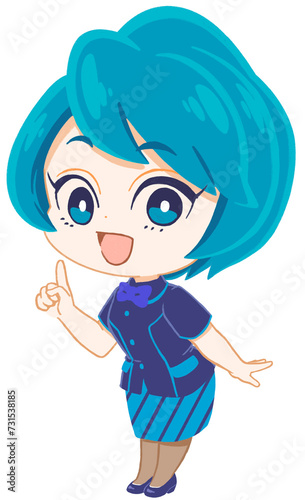 指を立て笑顔で説明する受付嬢