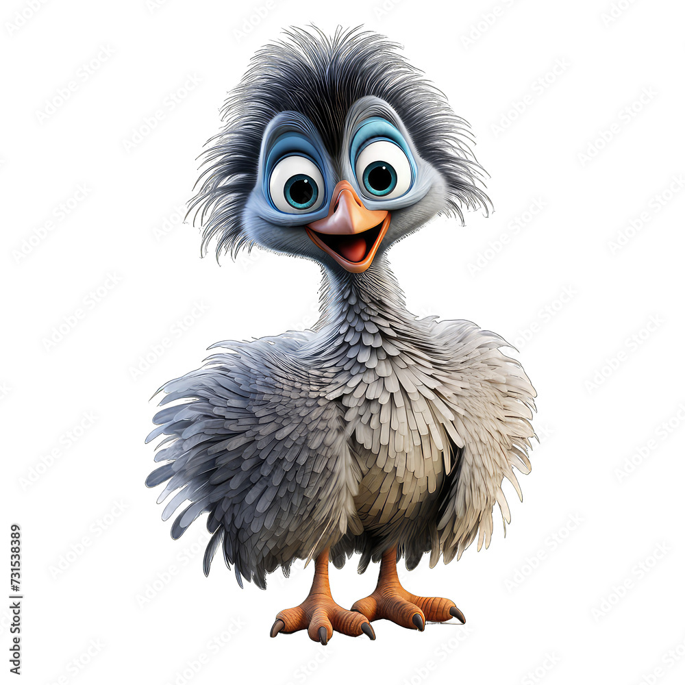 Emu bird cartoon character on Transparent Background Emu bird cartoon character on Transparent Background