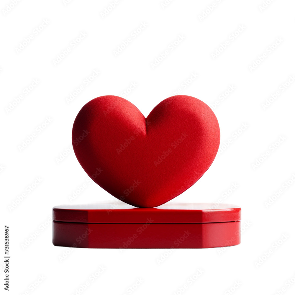 red heart shaped box on table on white background red heart shaped box on table on white background