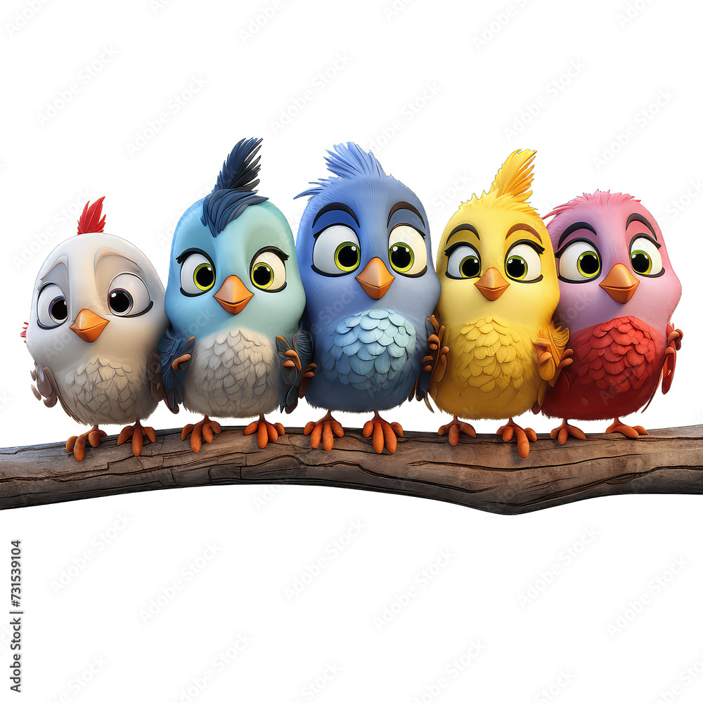 Finches cartoon character on Transparent Background Finches cartoon character on Transparent Background
