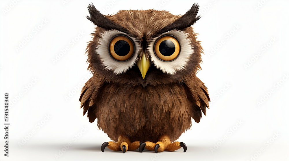 A whimsical owl with crossed eyes and a puzzled A whimsical owl with crossed eyes and a puzzled