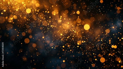  Festive abstract Christmas texture, golden bokeh particles and highlights on dark background © usman
