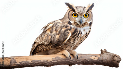 A wise-looking horned owl perched on a branch © Visual Aurora