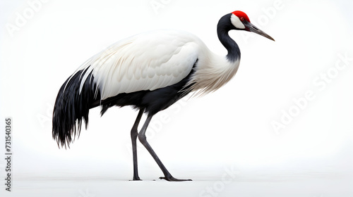 A wise-looking red-crowned crane standing tall