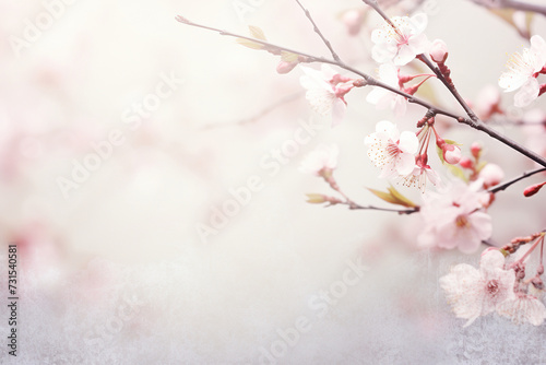 Spring background with blossoming cherry branch, sakura and bokeh. Generated by artificial intelligence