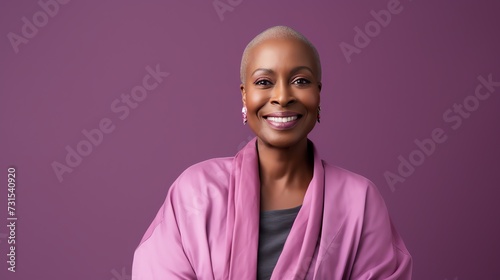 Bold woman cancer patient, recovery concept. AI generated image.
