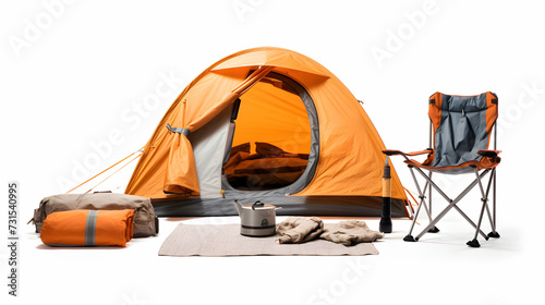 Camping tent and gear a minimalist arrangement