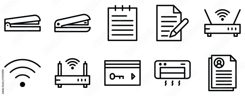 work office icon line style set collection work office icon line style set collection