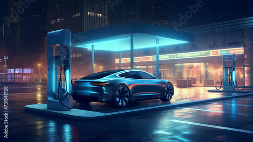 Electric car charging station. © toeytoey