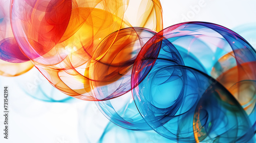Colorful abstract background with orange purple and blue color circle shape on white background, 3D illustration. photo