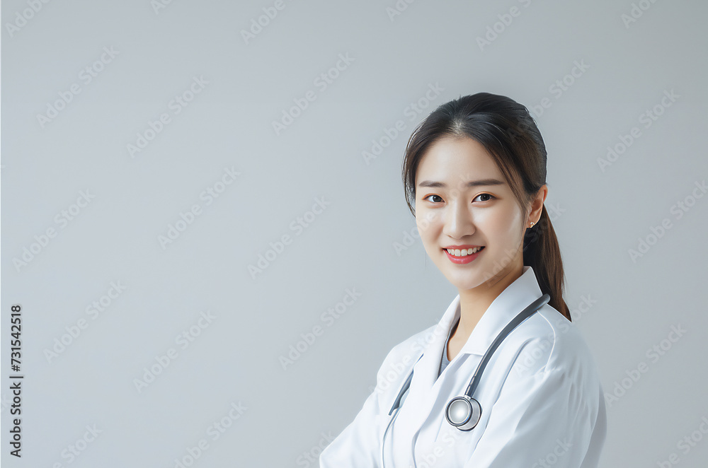 smiling asian young female doctor profile smiling asian young female doctor profile