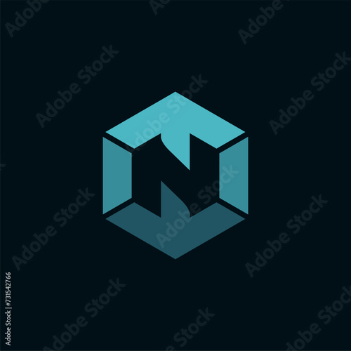 letter n and t hexagon logo design vector illustration
