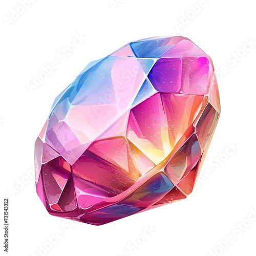 cute Gem, isolated object, transparent background.