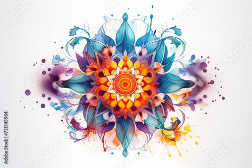 Mandala tattoo on a white background. Colors mandala tattoo. Woman's tattoo, mandala. Mandala tattoo. Tattoo ideas for women. Tattoo ideas for men. Tattoo parlor. Tattoo artist profession.​