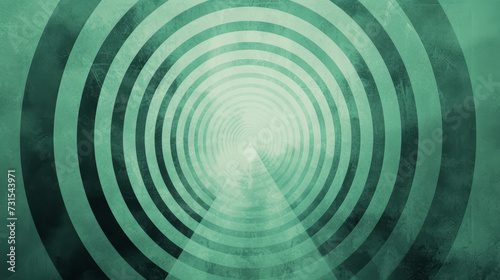 Mint green abstract wallpaper made out of concentric circles. Pyramid in the middle.