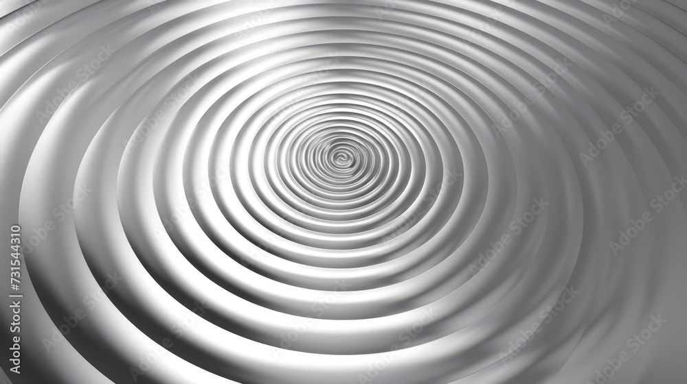 A monochrome image of shiny silver concentric circles with a metallic finish. A monochrome image of shiny silver concentric circles with a metallic finish.
