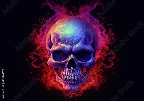 Abstract  creepy skull with smoke effect .Digital art