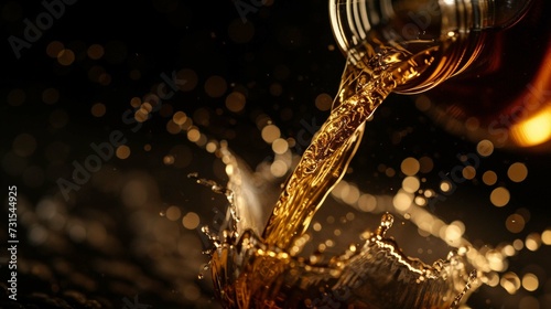 Super Slow Motion of Pouring Whisky from Bottle. Filmed on High Speed Cinema Camera  