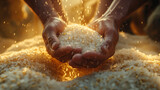 closeup of hands with rice