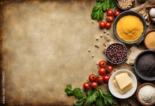 Wallpaper Mural food ingredients on old background, Vegetarian food, health or cooking concept.
 Torontodigital.ca