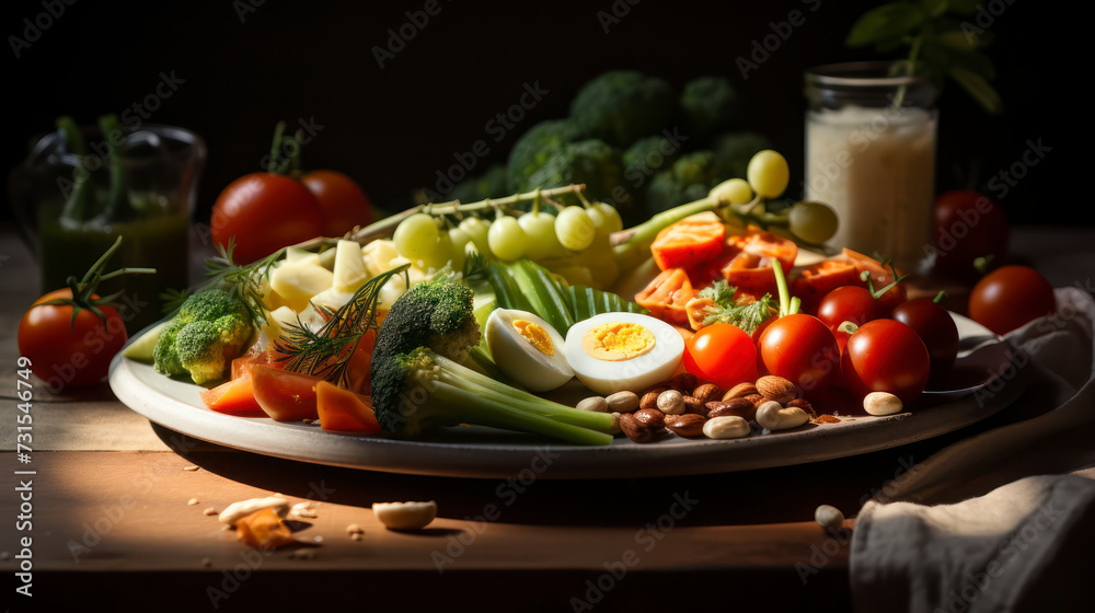 Fresh and Healthy Cuisine: Nutritious Organic Tomato Dish on Empty Plate. Generative AI