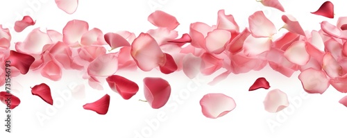 Falling rose petals on white background Generative Ai